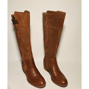 B.O.C Riding Boots Brown Suede & Leather Side Zip Buckle Accent size 6.5